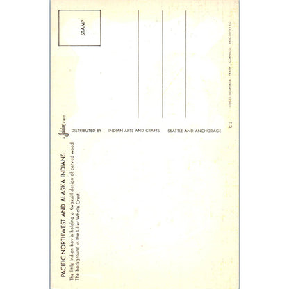 Pacific Northwest and Alaska Indians Boy With Kwakiutl Original Postcard TK1-30