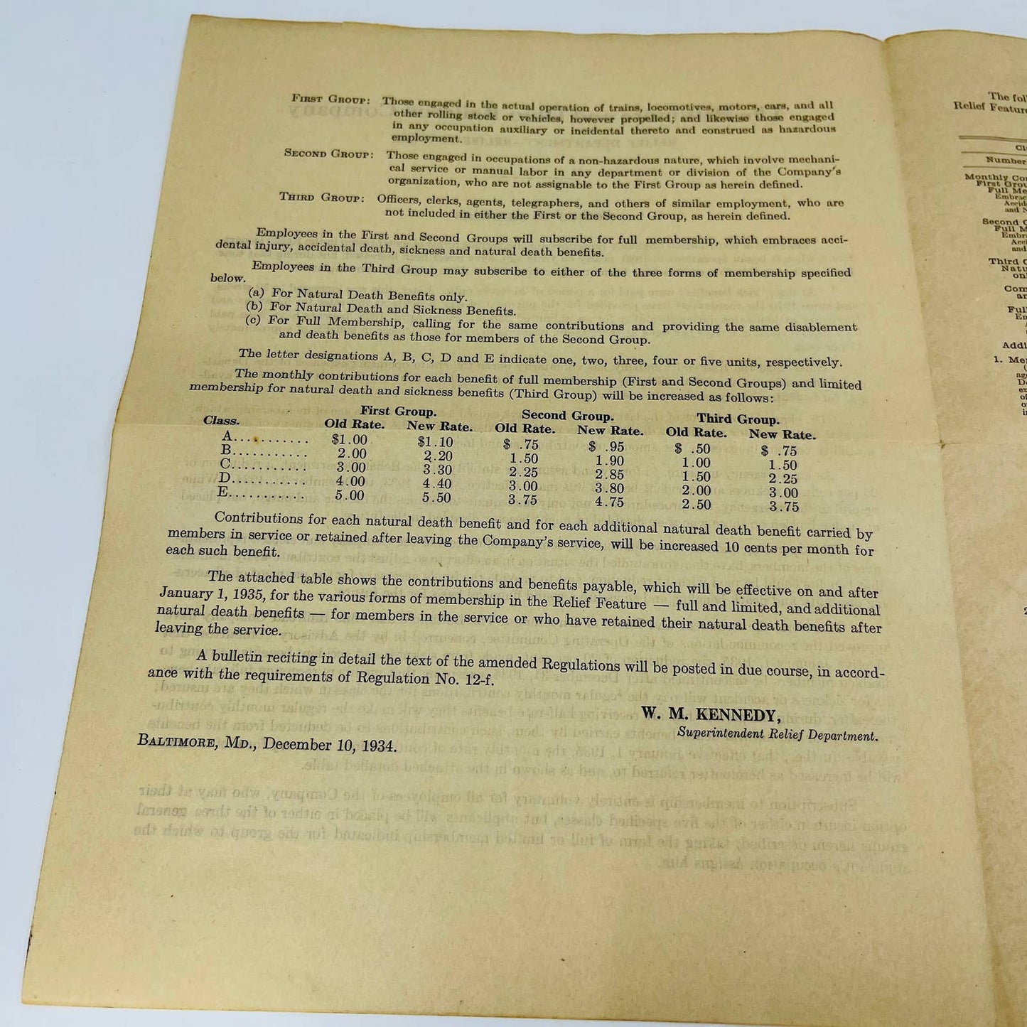 1934 B&O Baltimore and Ohio Railroad RR Relief Department Employee Memo C10