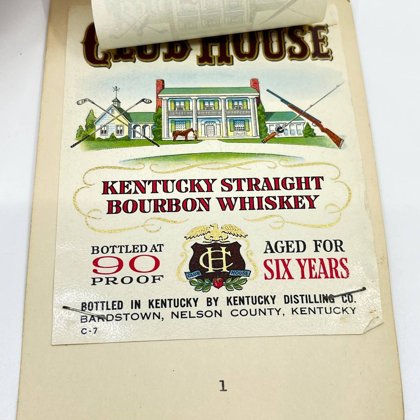 Club House Bourbon Whiskey Label Set of 2 Kentucky Distilling Co. Bardstown KY