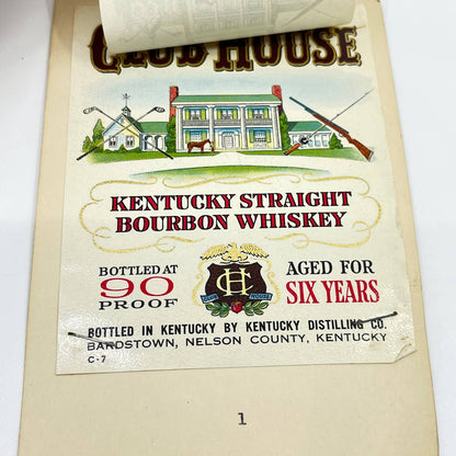 Club House Bourbon Whiskey Label Set of 2 Kentucky Distilling Co. Bardstown KY