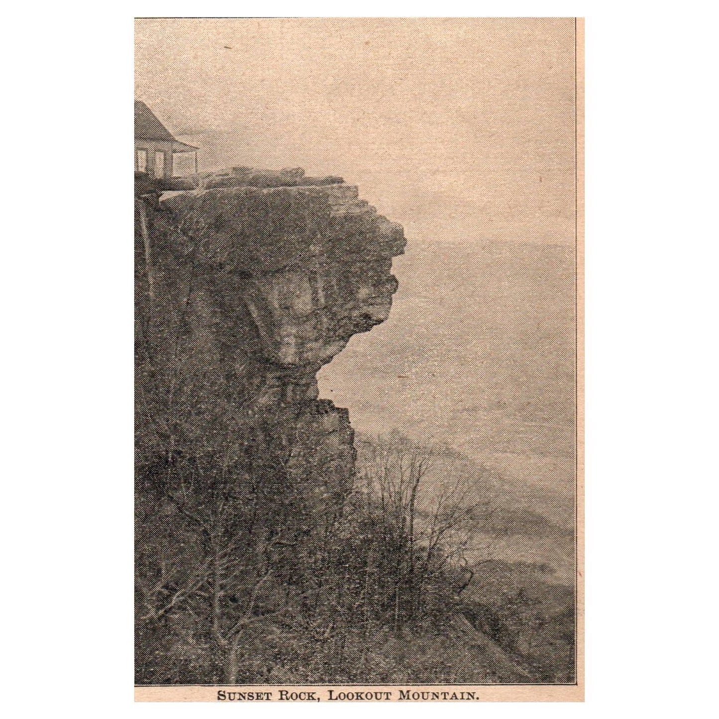 Sunset Rock - Lookout Mountain 3x5" Original Engraving 1899 TJ8-7