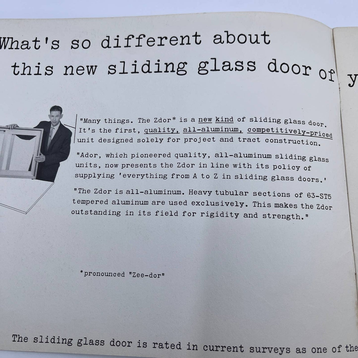 1950s MCM Ador Sales Zdor Sliding Glass Doors Advertising Booklet Brochure TH7