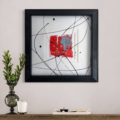Original Large Framed Abstract Art Painting 29x29" “Macrocosm” With COA