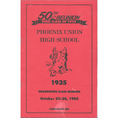 1985 Phoenix Union High School Class of 1935 50th Reunion Program TJ7