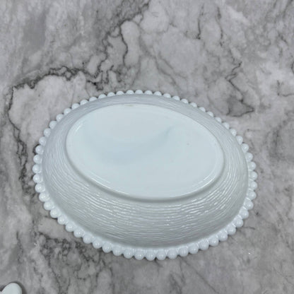 Vintage Indiana White Milk Glass Nesting Hen on Nest Candy Dish 7” TJ3