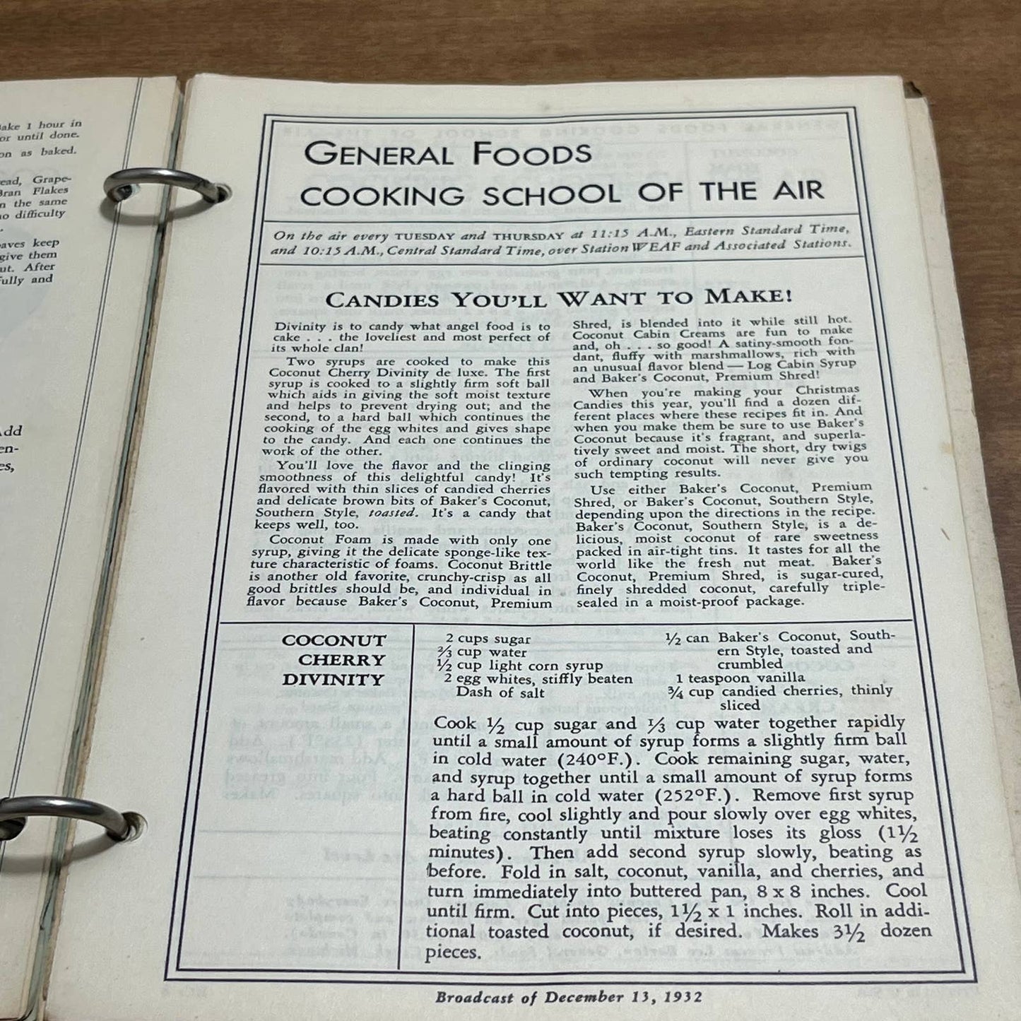 1930s General Foods Cooking School Of The Air Frances Lee Barton Clipped Recipes