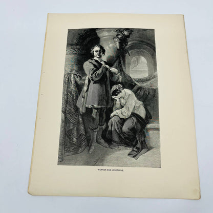 1880s Victorian Art Print Engraving Byron WERNER AND JOSEPHINE