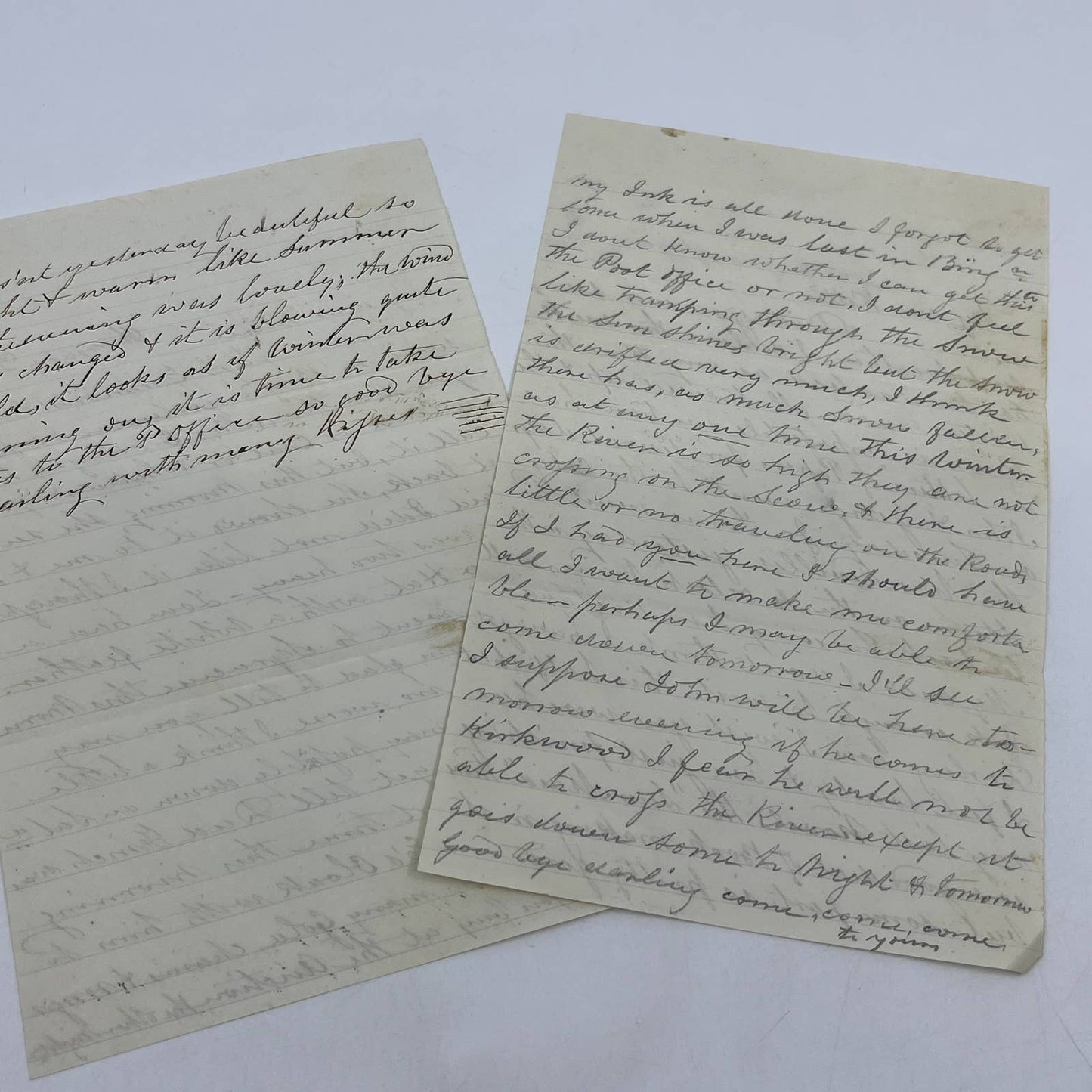 1877 Antique Set of 2 Handwritten Love Letters to Kittie AC9