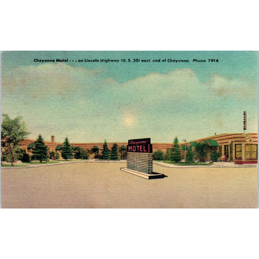 Cheyenne Motel Cheyenne Wyoming 1958 - Original Postcard TJ7-RP2