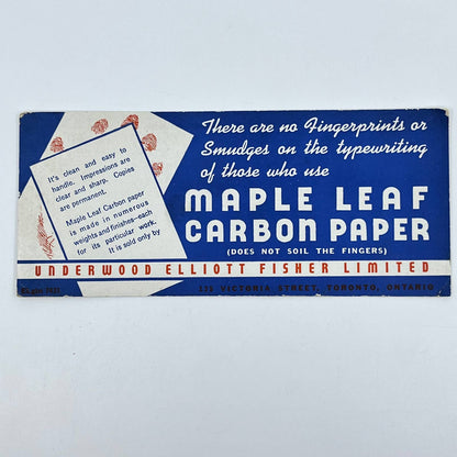 c1940s Vintage Blotter Card Maple Leaf Carbon Paper Toronto Canada SC9