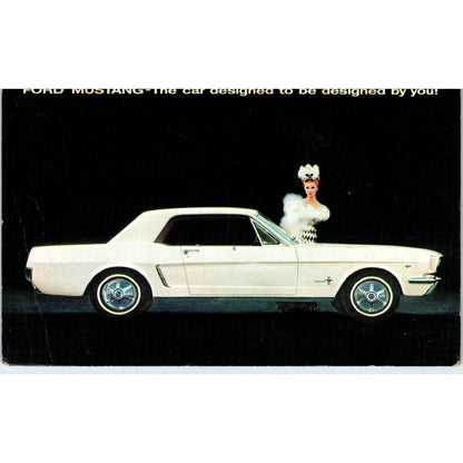 Vintage Postcard 1960s White Ford Mustang Promo SE5