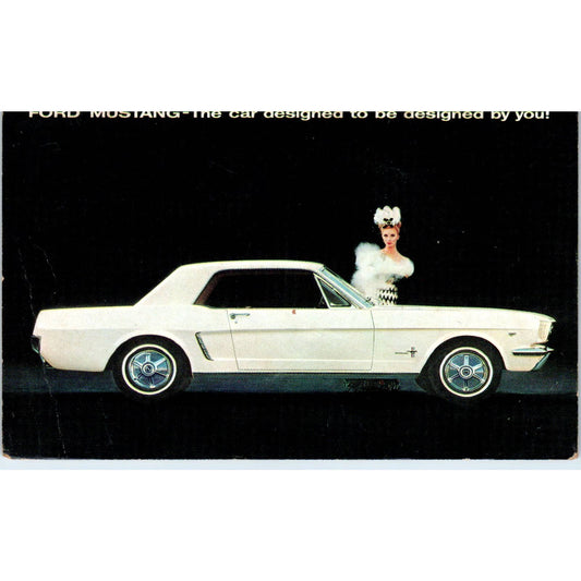 Vintage Postcard 1960s White Ford Mustang Promo SE5