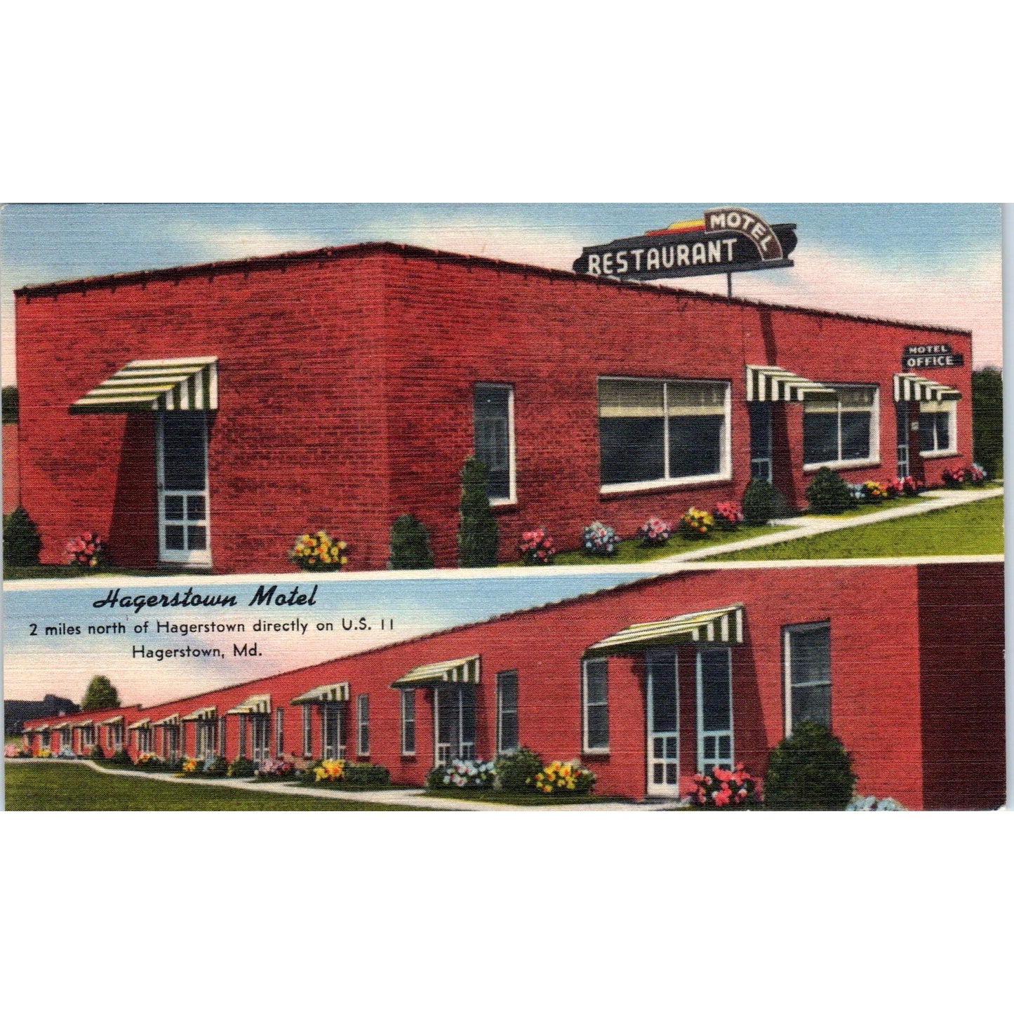 The Hagerstown Motel Hagerstown Maryland - Original Postcard P3-4