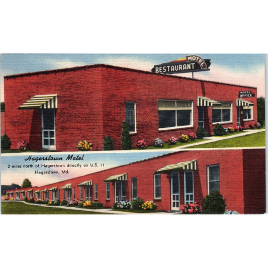 The Hagerstown Motel Hagerstown Maryland - Original Postcard P3-4