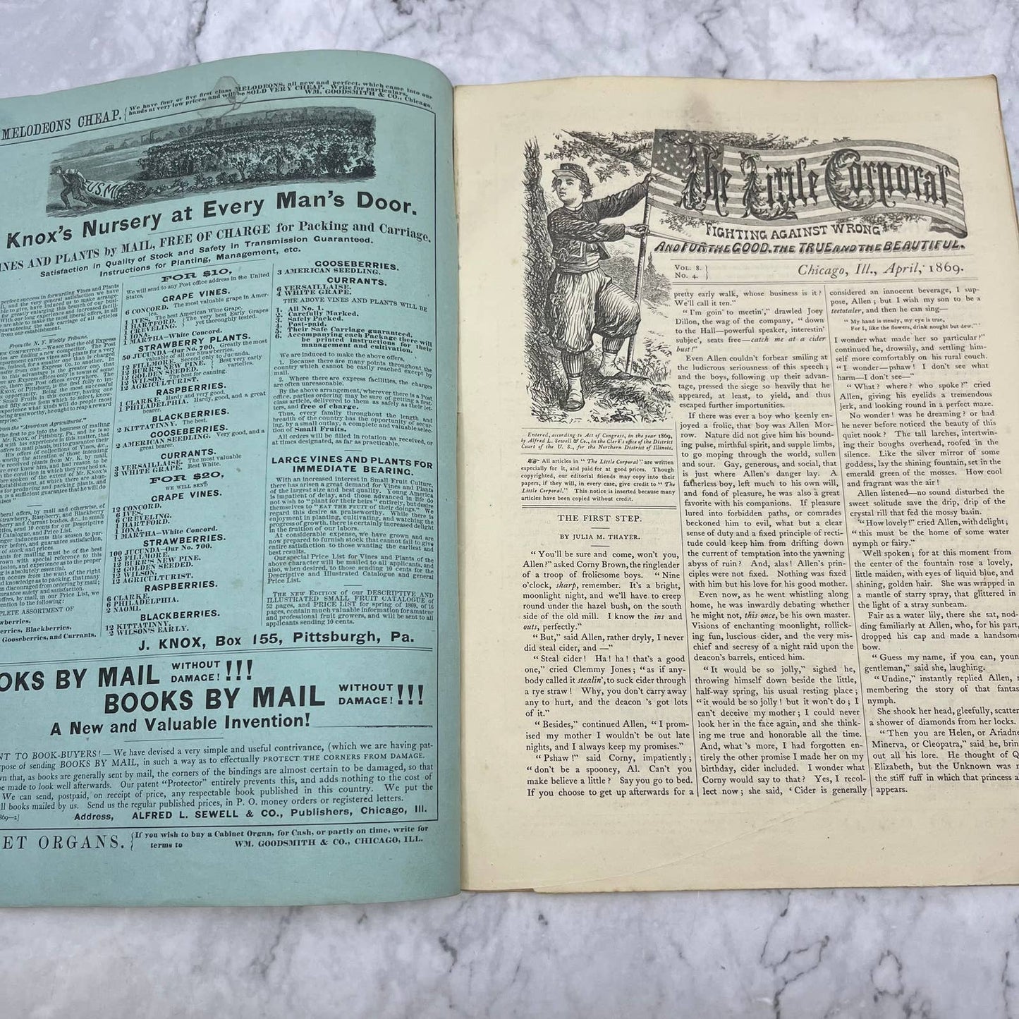 1869 April - The Little Corporal Original Magazine For Boys And Girls TB5