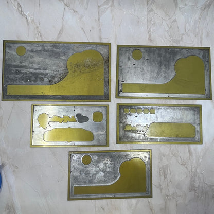 Vintage Newspaper Ad Printing Plate Lot of 5 Abstract Sunsets TC9-11