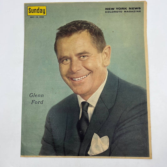 1959 GLENN FORD Sunday New York News Coloroto Magazine Cover Only FL4