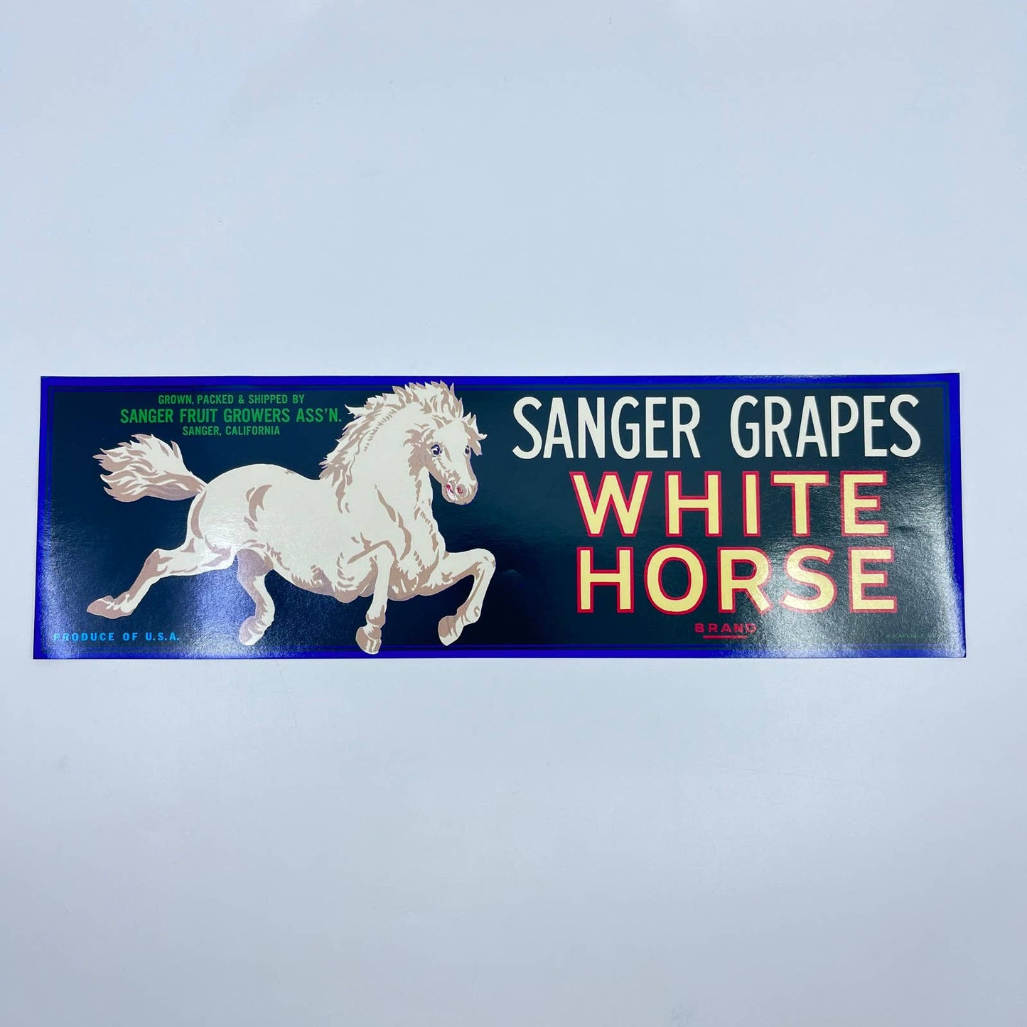 White Horse Brand Original Grape Crate Label Sanger, California FL3