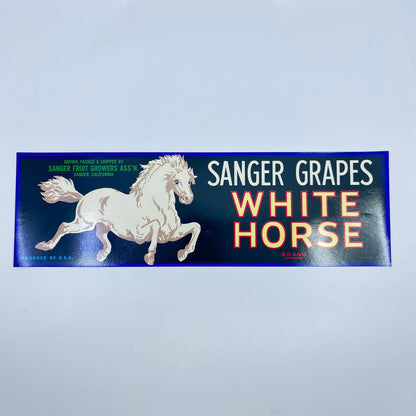 White Horse Brand Original Grape Crate Label Sanger, California FL3