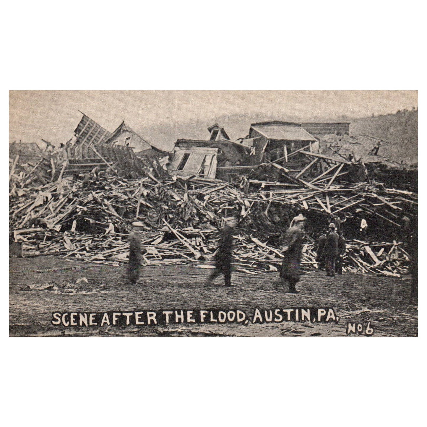 Scene After the Flood Austin Pennsylvania - Real Photo Postcard RPPC TJ8-3
