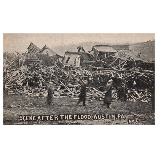 Scene After the Flood Austin Pennsylvania - Real Photo Postcard RPPC TJ8-3