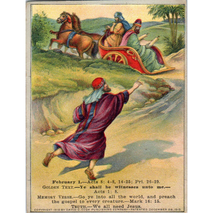 1920 Christian GERMAN Lesson Picture Card Ye Shall Be Witnesses Unto Me SE5