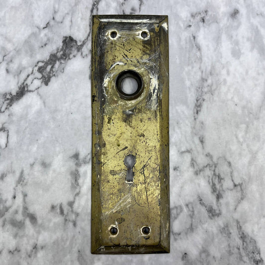 Antique Brass Door Backplate Escutcheon Art Deco Architectural Salvage TH1-3
