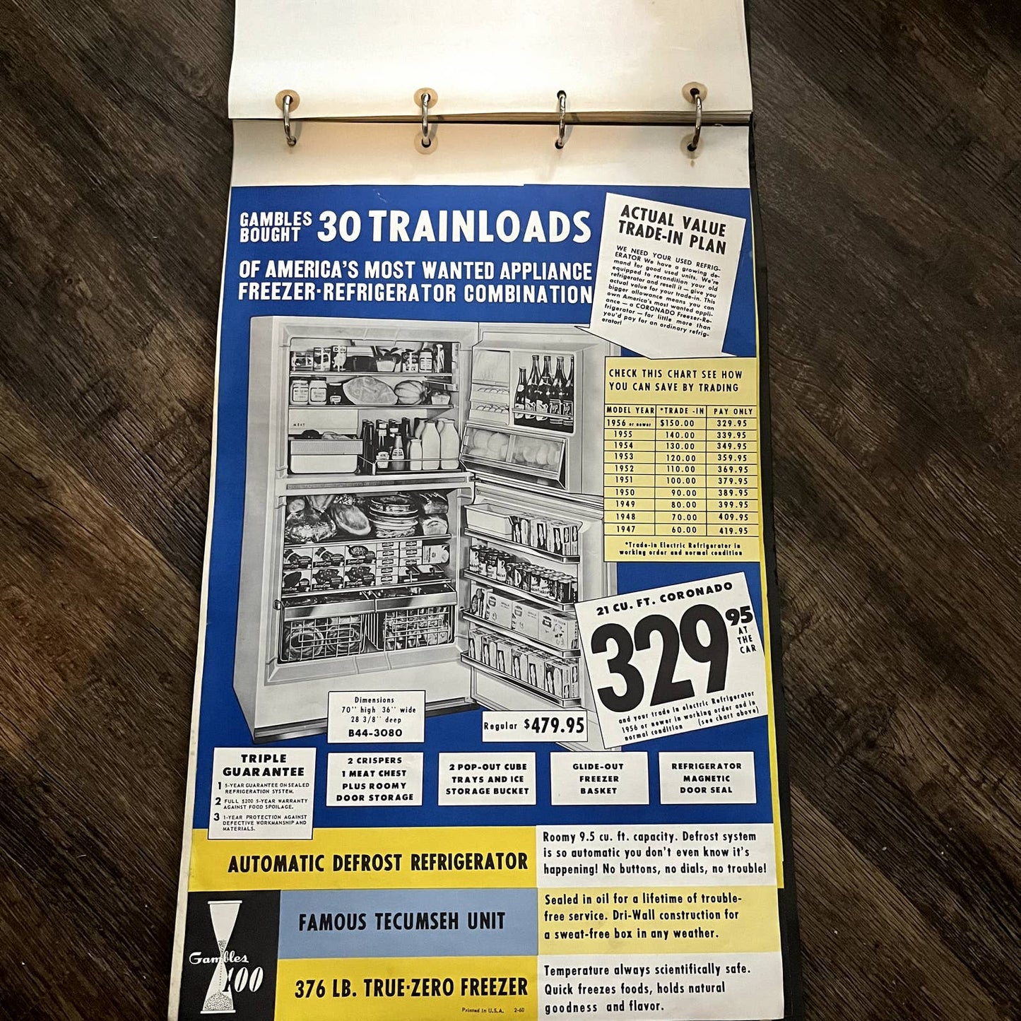 1960 Coronado Refrigerator Gambles 100 Store Display Advertising Poster 13.5x20