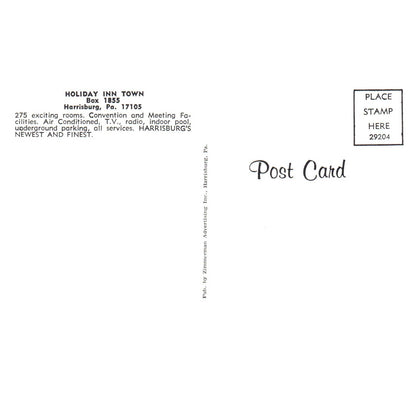 Vintage Postcard - Holiday Inn Town Harrisburg Pennsylvania TJ7-1