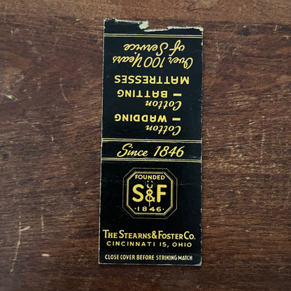 S&F Stearns & Foster Co Cincinnati OH Advertising Matchbook Cover SB3-M2