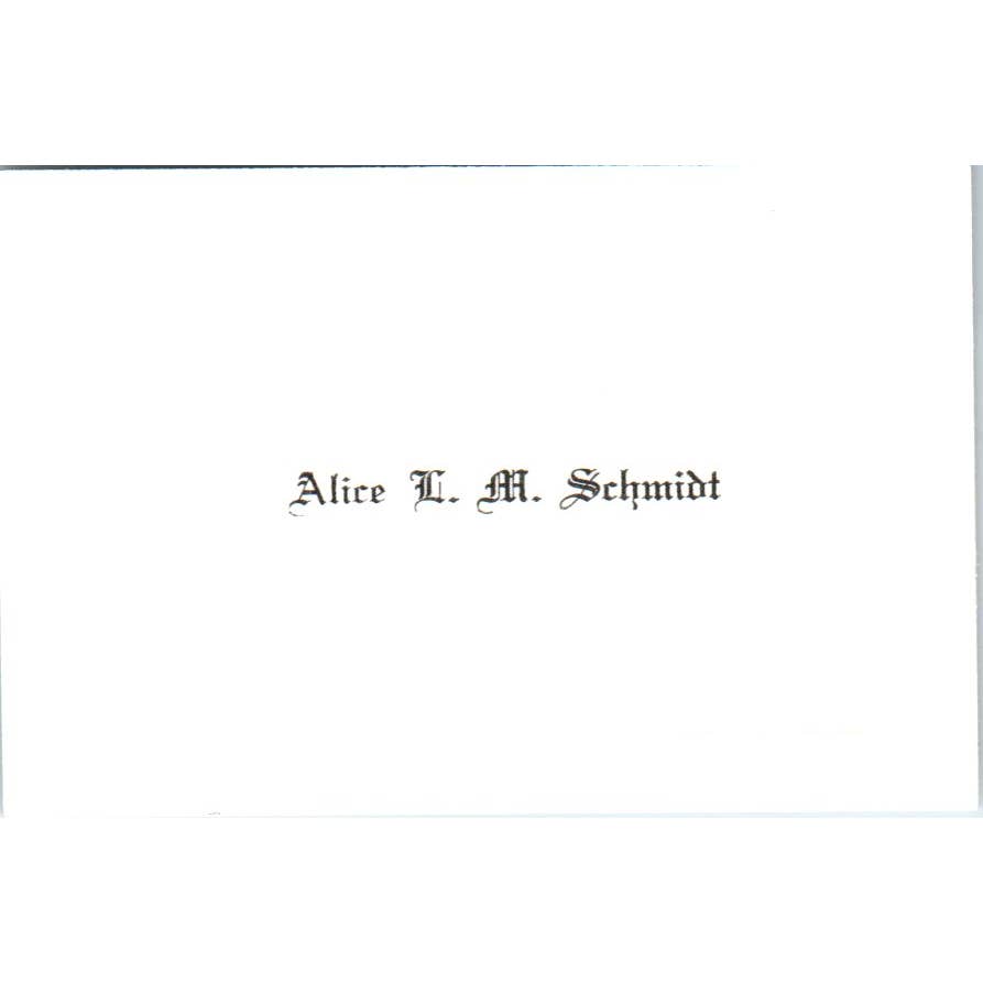 c1930 Calling Card Alice L.M. Schmidt SE5