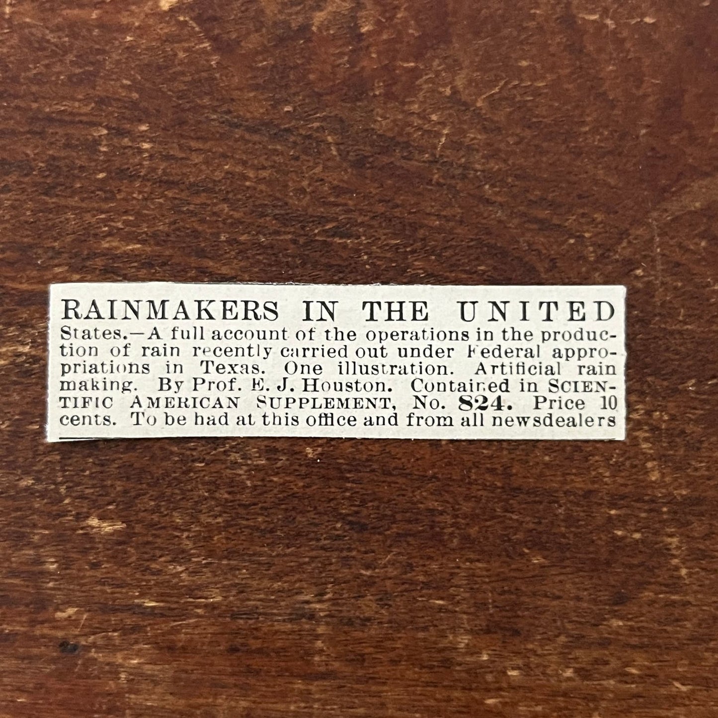 Rainmakers in the US E.J. Houston Original Advertisement AD8-P28