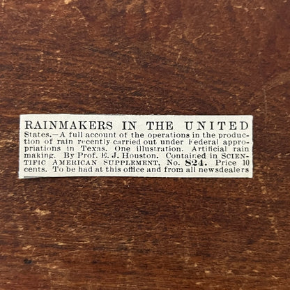 Rainmakers in the US E.J. Houston Original Advertisement AD8-P28