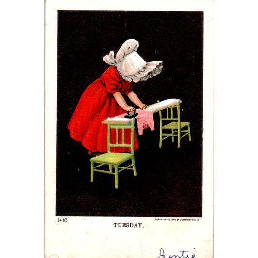 Sunbonnet Girl Days of the Week Ullman Tuesday 1907 Original Postcard P1-12
