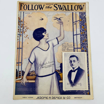 1924 Follow the Swallow Billy Rose Arthur Streng Jerome Remick Sheet Music