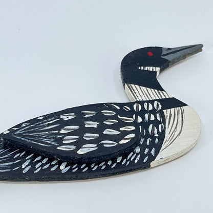 Vtg Hand Painted Wooden Loon Refrigerator Magnet SD1