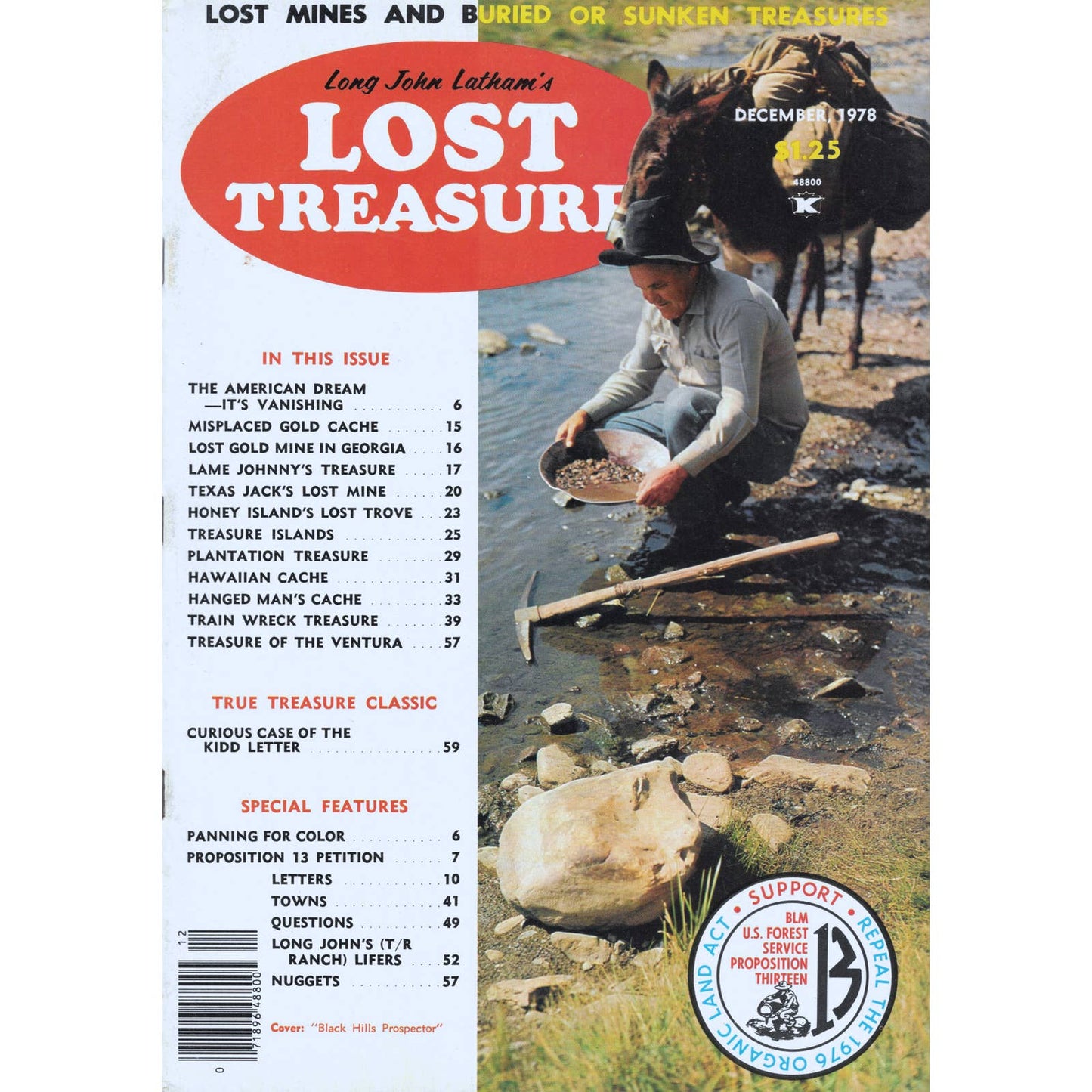 Long John Lathams Lost Treasure Magazine Lost Mines, Buried, Sunken Dec 1978 M1