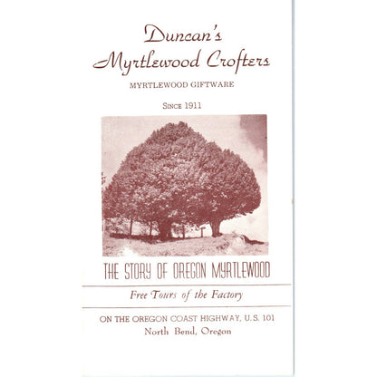 Vintage Duncan's Myrtlewood Crofters Gifts North Bend Oregon Travel Brochure AD7