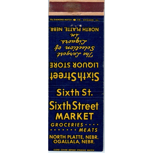Sixth Street Liquor Store North Platte NE Advertising Matchbook Cover MM9-8