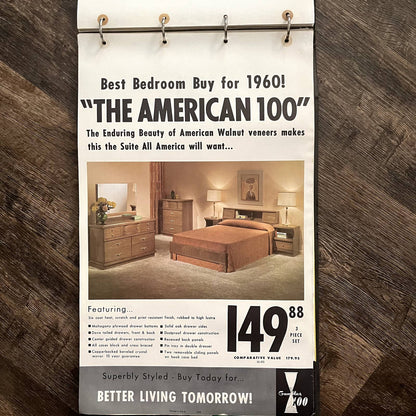 1960 MCM Bedroom Set Gambles 100 Retail Store Display Advertising Poster 13.5x20