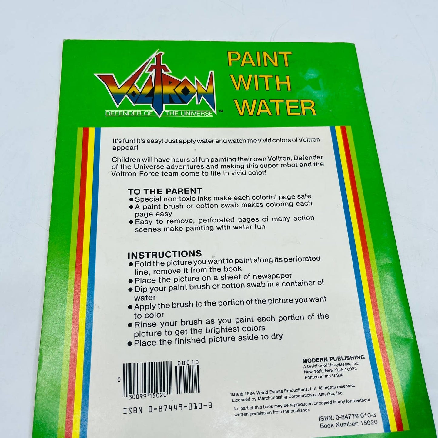 1985 VOLTRON Defender of the Universe Paint With Water BooK BA4