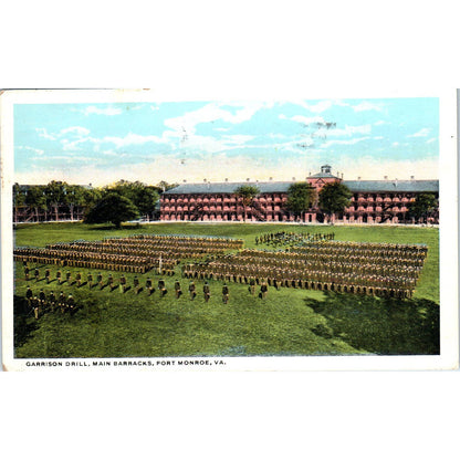 Garrison Drill Main Barracks Fort Monroe VA - Original Postcard TJ7-RP1