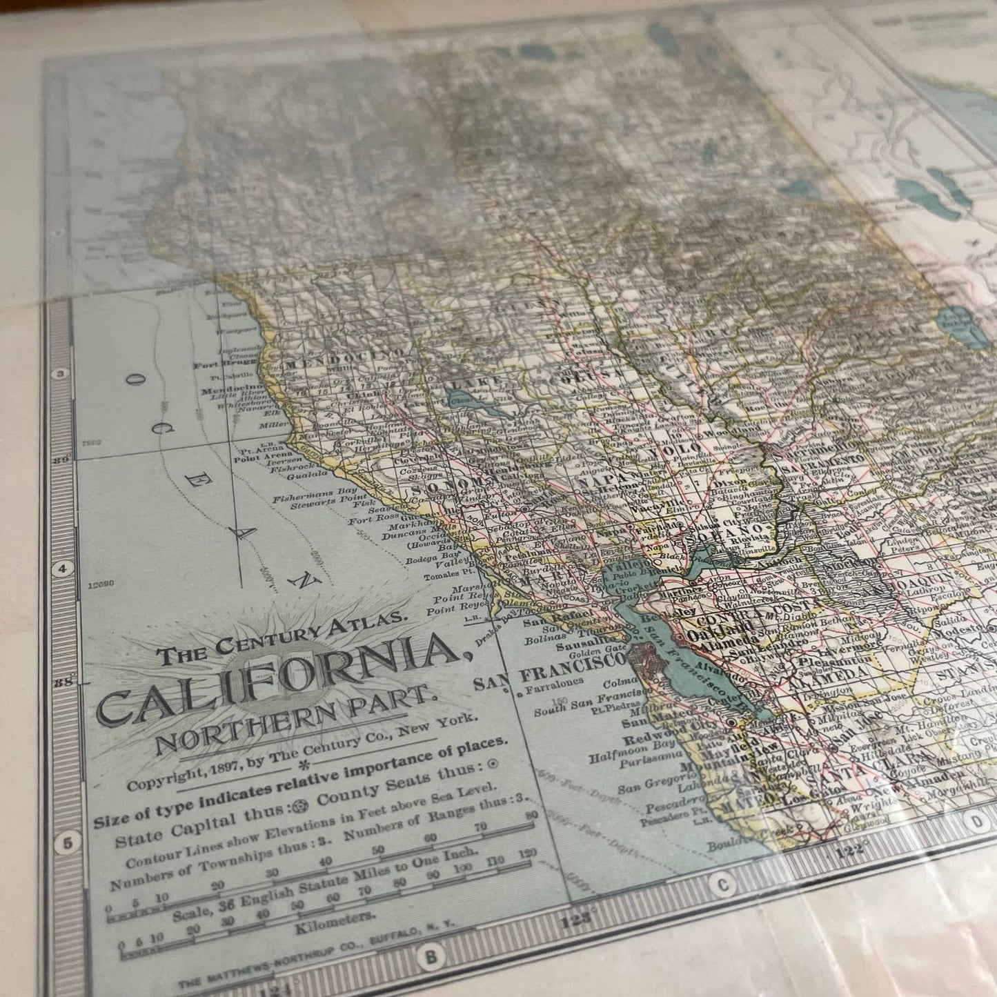 Antique 1897 The Century Atlas Map of CALIFORNIA SET OF 2 Engraved 12.5x17 FL5