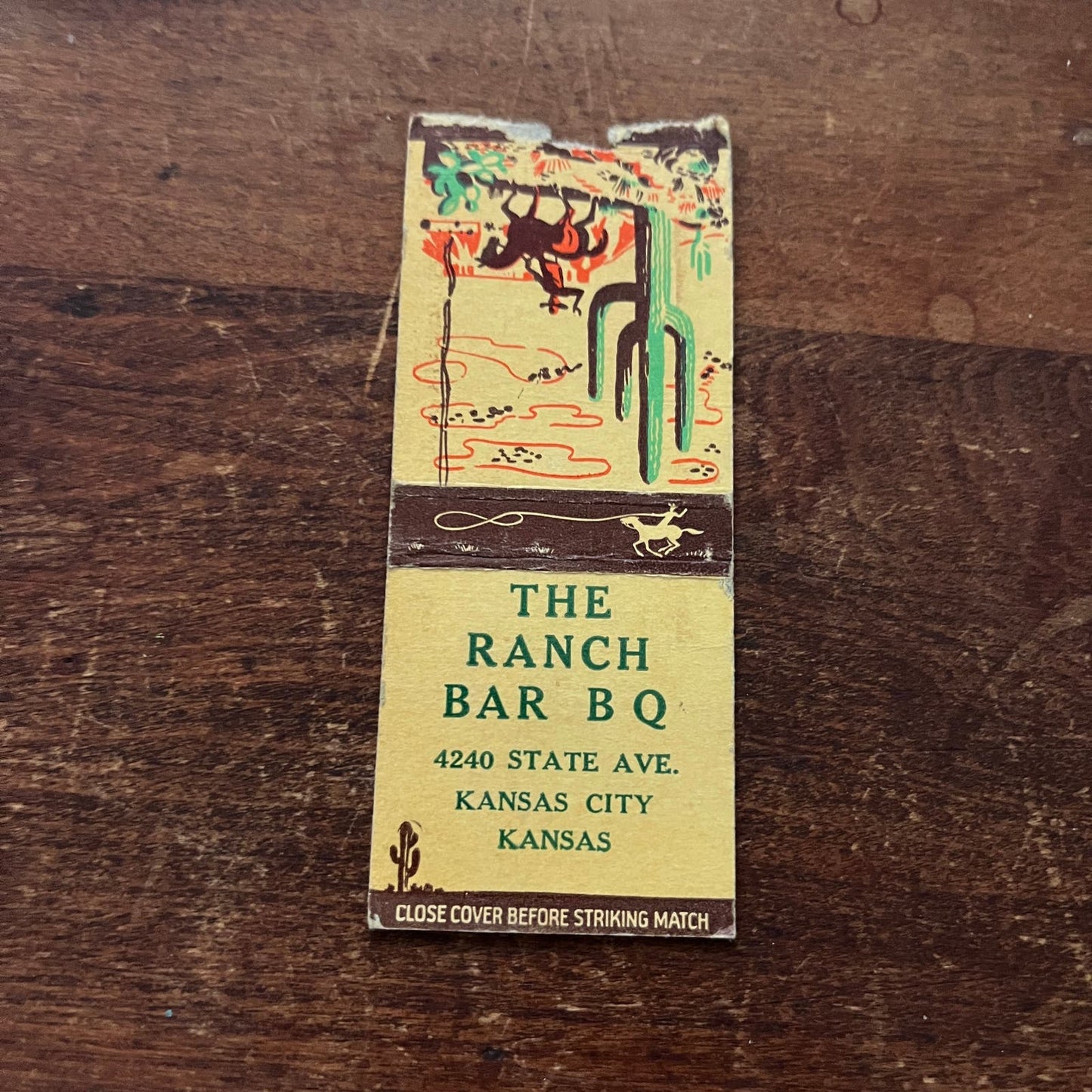 The Ranch Bar B Q Kansas City Kansas Advertising Matchbook Cover SB3-M4