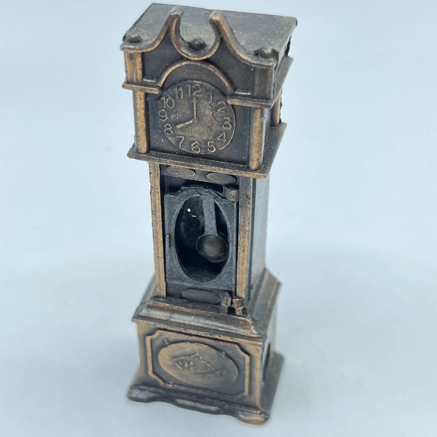 1960s Grandfather Clock Die Cast Pencil Sharpener w Box Dollhouse Miniature TF6