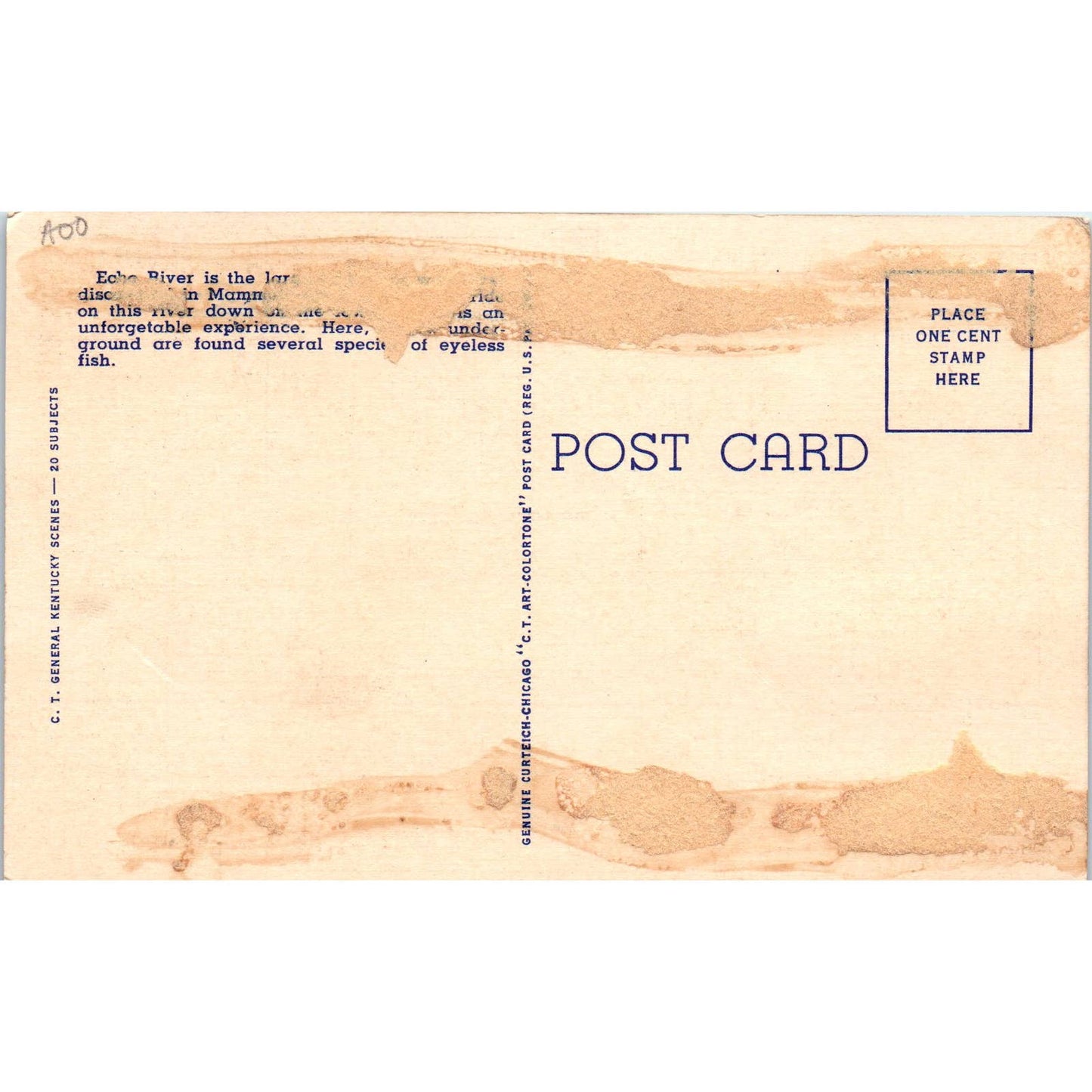 Echo River Underground Mammoth Cave Kentucky Original Postcard TK1-P1