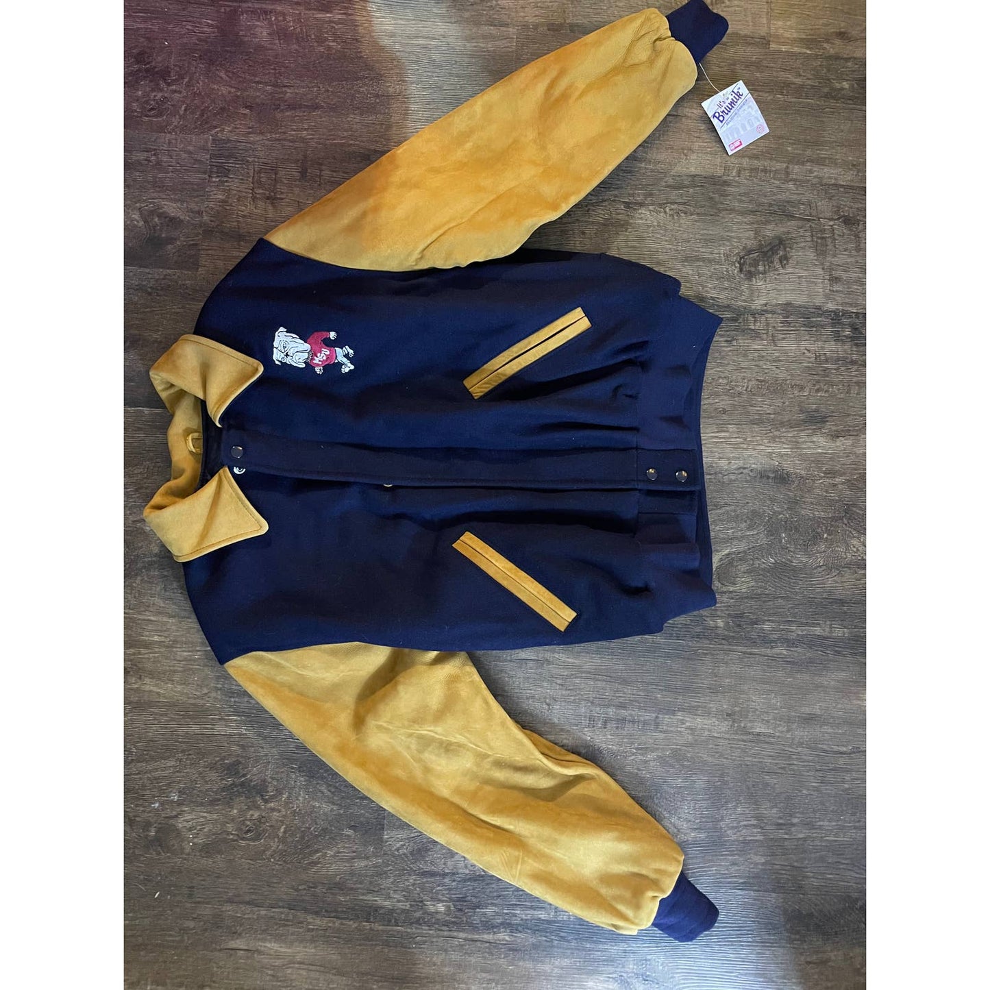 Vintage MSU Mississippi State Bulldogs Leather Varsity Jacket Coat Medium NEW