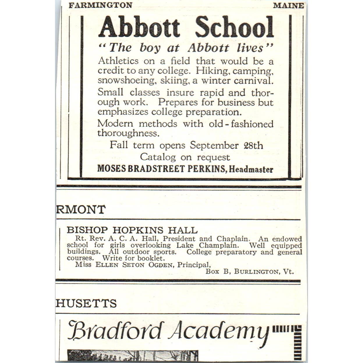 Choate School Brookline MA Augusta Choate - 1921 Original Ad TJ7-S