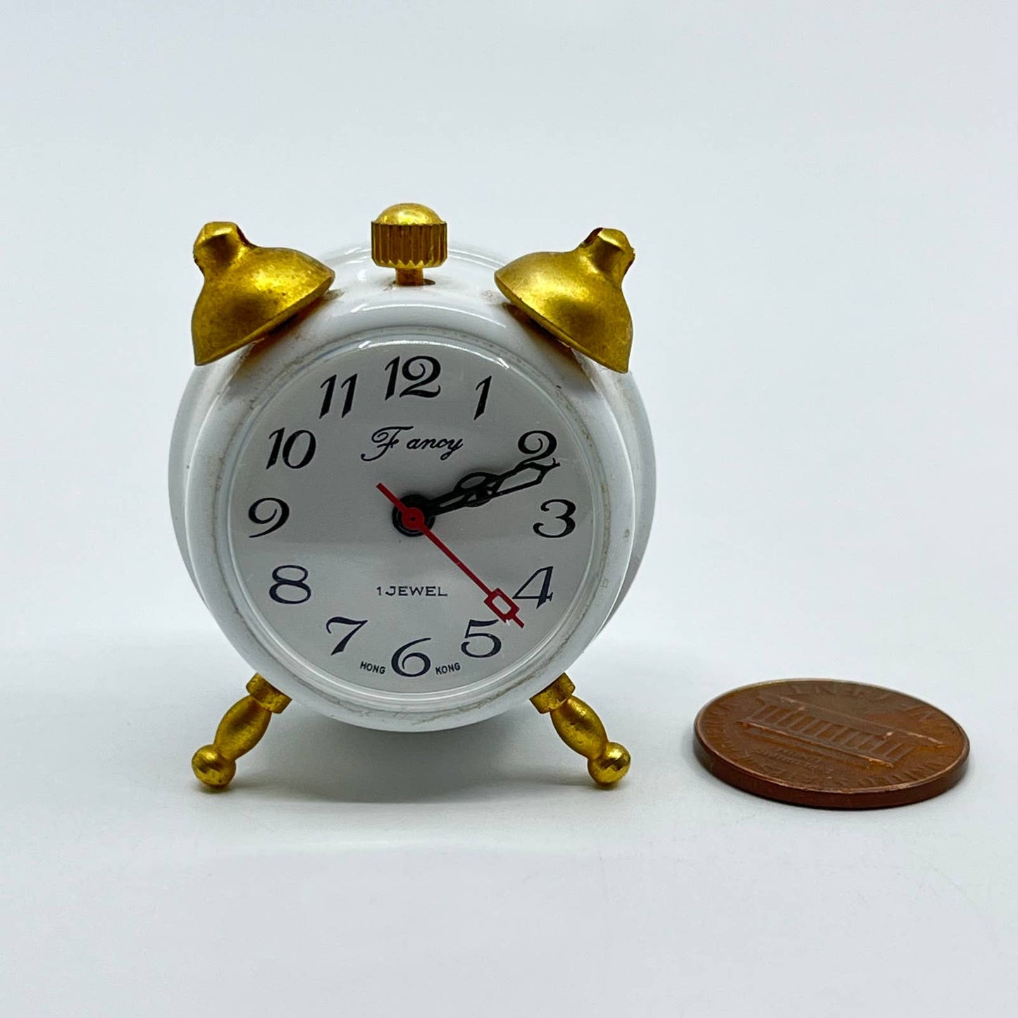 Vintage Fancy Mechanical Mini Alarm Clock White Untested SD3