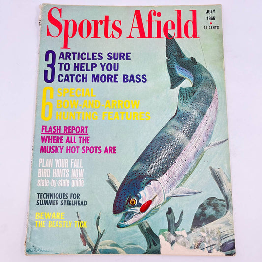 1966 July Sports Afield Magazine Musky Hot Spots Bird Hunts Bow Hunting TE8